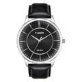 TIMEX Classics Analog Watch for Man with Black Round Dial & Black Leather Strap Band Water Resistant Men's Wrist Watches - TWTG12101