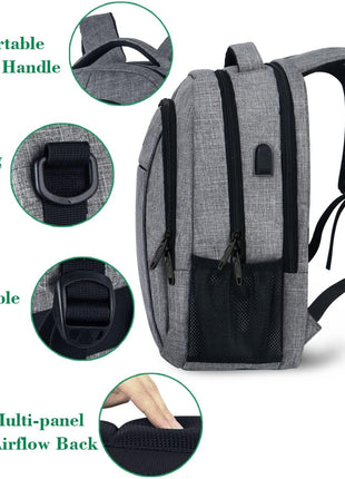 MATEIN Travel Laptop Backpack, Business Anti Theft Slim Sturdy Laptops Backpack with USB Charging Port, Water Resistant College School Computer Bag Gift for Men & Women Fits 15.6 Inch Notebook, Grey