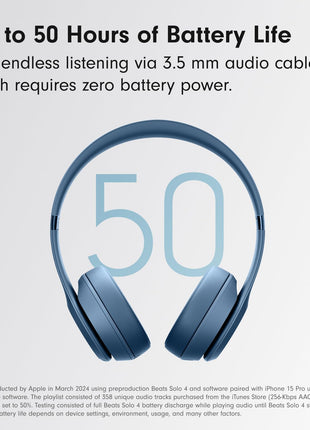 Beats Solo 4 - Wireless On-Ear Bluetooth Headphones, Up to 50-Hour Battery Life, Ultra-Lightweight Comfort, Powerful and Balanced Sound, Apple & Android Compatible - Slate Blue