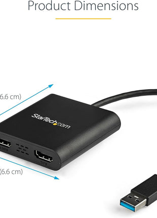 StarTech USB-A 3.0 to Dual HDMI Adapter for Windows, Dual Monitor USB to 2x HDMI Display Converter, 4K 30Hz + 1080p 60Hz, Extend or Mirror Multi-Screen Setup