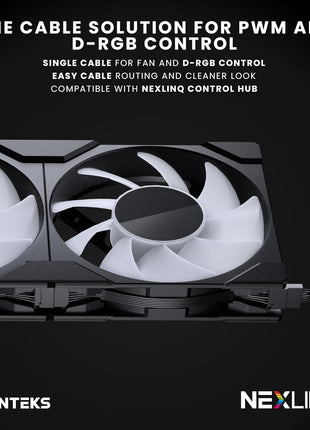 Phanteks M25-120 Gen2, 120mm ARGB High Performance Cooling Fan, Daisy-Chain Unified Fan Frame, Infinity Mirror hub, Single Cable Connection, Black