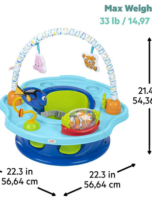 Bright Starts Disney Baby Finding Nemo SuperSeat, Fun Baby Seat for Sitting Up, Playtime, and Meals, Ages 4 Months to 4 Years, Blue