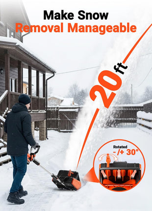 VOLTASK Cordless Snow Shovel, 24V | 13-Inch | 4-Ah Cordless Snow Blower, Battery Snow Blower with Directional Plate & Adjustable Front Handle (4-Ah Battery & Quick Charger Included)