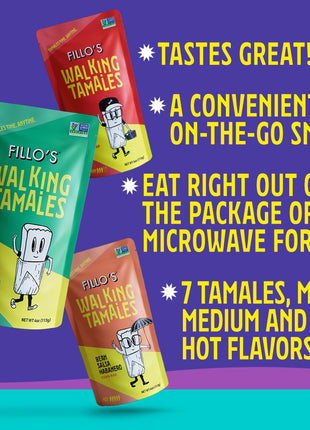 Fillos Walking Tamales Gluten Free Snacks Ready To Eat Vegan Snacks Microwaveable Meal, Gluten Free