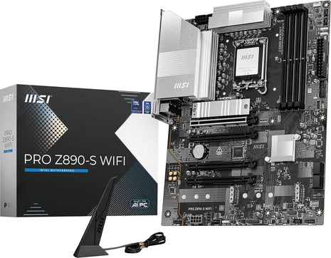 MSI PRO Z890-S WiFi ProSeries Motherboard (Support Core Ultra Series 2 Intel Processors, LGA 1851, DDR5, PCIe 5.0, M.2, SATA, 2.5Gbps LAN, USB Type-C, Wi-Fi 7, Bluetooth 5.4, Thunderbolt 4, ATX)