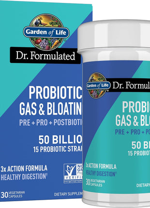 Garden of Life Dr Formulated Once Daily 3-in-1 Complete Prebiotics, Postbiotics & Probiotics for Women and Men - PRE + PRO + POSTBIOTIC Supplement for Gas & Bloating - 50 Billion CFU, 30 Day Supply
