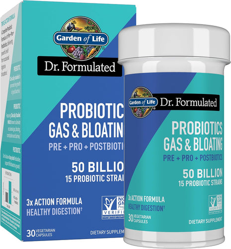 Garden of Life Dr Formulated Once Daily 3-in-1 Complete Prebiotics, Postbiotics & Probiotics for Women and Men - PRE + PRO + POSTBIOTIC Supplement for Gas & Bloating - 50 Billion CFU, 30 Day Supply