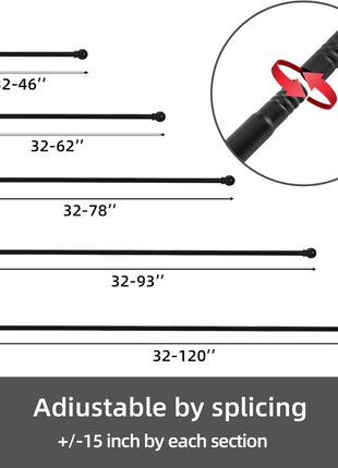 GXOACKJ Curtain Rods for windows 32-48 inch, 5/8 inch Decorative Curtain Rod Set, Matte Black Splicing Heavy Duty Metal Curtain Rod with Brackets