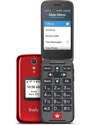 LIVELY Jitterbug Flip Cell Phone for Seniors, Flip2, Red | Simple Flip Phone for Seniors with No SIM Needed, Requires an Activated Phone Plan, Not Compatible with Other Carriers