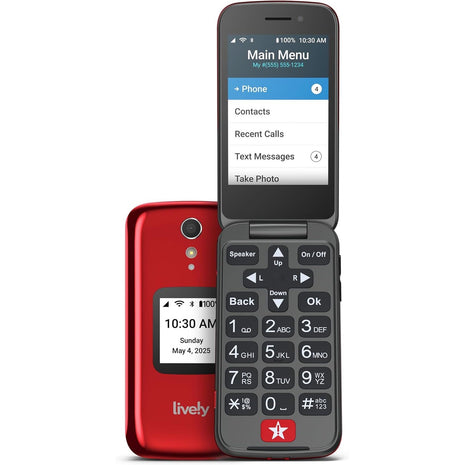LIVELY Jitterbug Flip Cell Phone for Seniors, Flip2, Red | Simple Flip Phone for Seniors with No SIM Needed, Requires an Activated Phone Plan, Not Compatible with Other Carriers