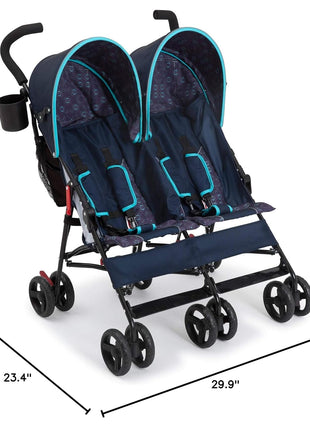 Delta Children LX Side by Side Stroller - with Recline, Storage & Compact Fold, Night Sky