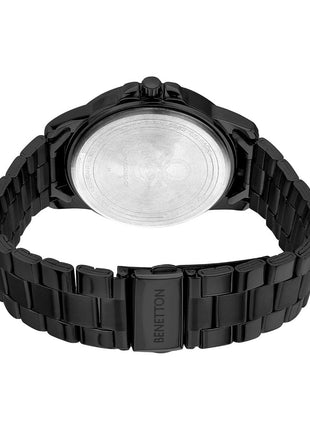 United Colors of Benetton Signature Analog Watch for Man with Black Round Dial & Black Stainless Steel Bracelet Band Water Resistant Men's Wrist Watches - UWUCG2102