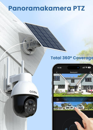 aosu 3K 5MP Solar Security Camera Wireless Outdoor PTZ 360° Smart Tracking | Auto Human&Vehicle Tracking No Blind Spots, Easy Setup, Color Night Vision, Ideal For Home, Yard & Farm Security Monitoring