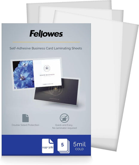 Fellowes Self-Adhesive Pouches, Business Card Size, 5 Mil, 5 Pack (5220101)