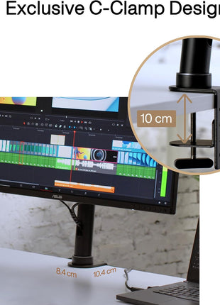 ASUS ProArt Desk Mount Kit (ACL02) 鈥?Supports Most 24 inch to 34 inch Proart Displays, C-Clamp, Mounting Base, Ergonomic Adjustments, Clean Desk Setup, Free Up Desk Space, Quick and Easy Set-up, Minimal