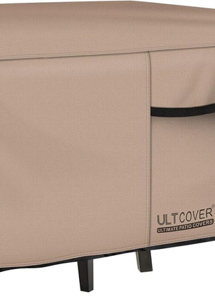 ULTCOVER Rectangular Patio Heavy Duty Table Cover - 600D Tough Canvas Waterproof Outdoor Dining Table and Chairs General Purpose Furniture Cover Size 111L x 74W x 28H inch