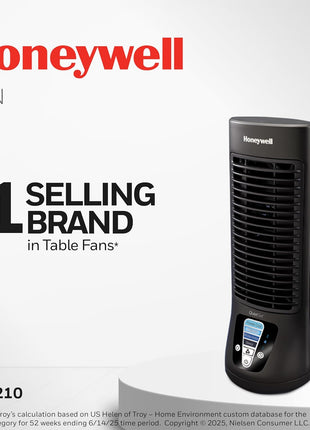 Honeywell QuietSet Personal Table Fan, Oscillating Personal Desk Fan with Quiet Operation, 4 Levels of Power and Sound, Black, HTF210B