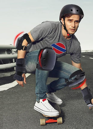 Adult Knee Pads Elbow Pads Wrist Guards for Adult Kids 6 in 1 Protective Gear Set for Skateboarding Biking Roller Skating Cycling Outdoor Sports