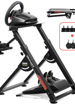 GTPLAYER Sim Racing Wheel Stand Simulator Cockpit Wheel Stand Racing Steering Shifter Mount fit for Logitech G25 G27 G29 G920 G923 Thrustmaster T330TS Gaming Stand Wheel Pedals NOT Included, Black