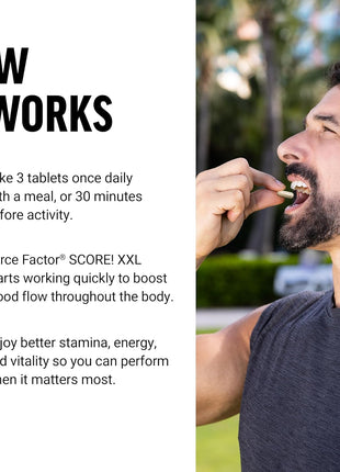 Force Factor Score! XXL Nitric Oxide Booster Supplement for Men | with L-Citrulline, Horny Goat Weed, Black Maca & Tribulus Terrestris, Increase Energy & Blood Flow, 60 Tablets, 2-Pack