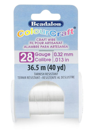 Beadalon ColourCraft Wire, 28 Gauge, Silver Plated, 40 yd Spool