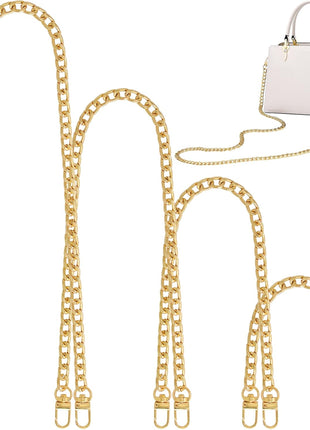 4 Sizes Flat Purse Chain Strap Crossbody Bag Replacement Strap with Metal Buckles(47.2/31.5/15.7/7.9 Inches, Gold)