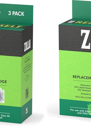 Zilla Reptile Pet Terrarium Water Filter Replacement Cartridge, Large, 3-Pack