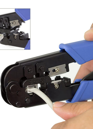 TRENDnet Crimping Tool, Crimp, Cut, And Strip Tool, For Any Ethernet or Telephone Cable, Built-In Cutter And Stripper, 8P-RJ-45 And 6P-RJ-12, RJ-11, All Steel Construction, Black, TC-CT68