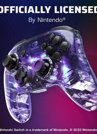PDP Afterglow Wireless RGB Gaming Controller for Nintendo Switch 2, Lite | Nintendo Switch OLED, 2 Mappable Back Buttons, Rechargeable 40-Hr Battery, LED Lights, Motion Controls, Gamepad, Translucent