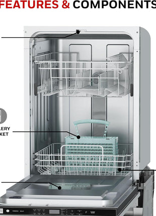 Honeywell 18-Inch Dishwasher with 8 Place Settings, 6 Washing Programs, Stainless Steel Tub, UL & Energy Star Certified, Stainless Finish