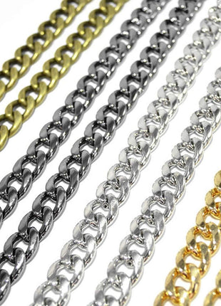 Model Worker 47 inch DIY Iron Flat Chain Strap Handbag Chains Accessories Purse Straps Shoulder Cross Body Replacement Straps, with Metal Buckles (Gold)