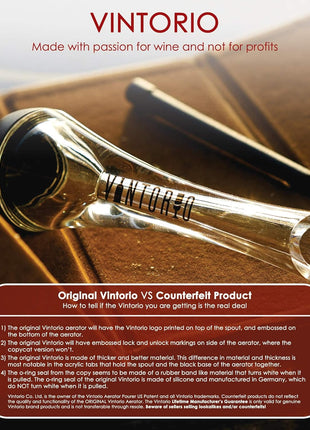 Vintorio Wine Aerator Pourer   Premium Aerating Pourer and Decanter Spout (Black)