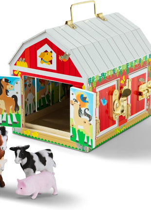 Melissa & Doug Latches Barn Toy Sensory Activity, Doors and Locks Toy, Farm Animals, for Kids Ages 3+