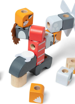 Melissa & Doug BlockablesTM Farm and Woodland 2-Pack Bundle Connectable Wooden Building Blocks Preschool Play Set Toy