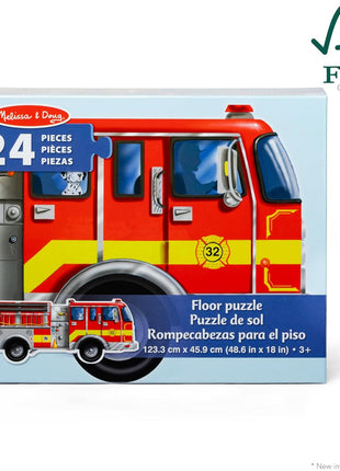 Melissa & Doug Fire Truck Jumbo Jigsaw Floor Puzzle (24 pcs, 4 feet Long) - FSC Certified
