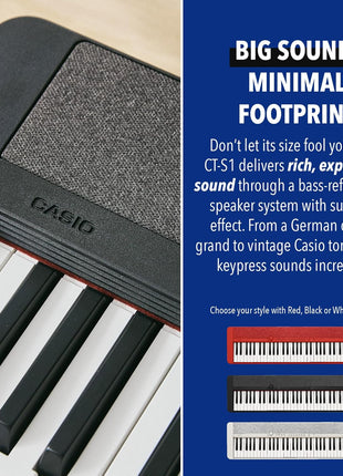 Casio Casiotone CT S1 ? 61 Key Touch Sensitive Retro Keyboard | Sleek, Portable Design for Beginners to Pros | Stereo Grand Piano  60 Aix Tones | USB MIDI Connectivity | Black