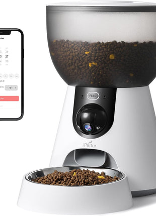 iPettie F4-C Smart Automatic Pet Feeder with 160° Wide-Angle Camera, 5G WiFi Connectivity, 2K HD, Motion & Sound Detection, 2-Way Voice Interaction, Night Vision, Stainless Steel Food Dispenser