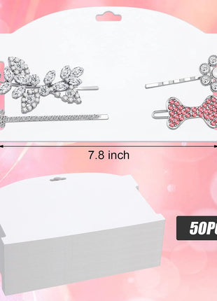 Geyee 50 Pieces Hair Clip Headband Display Cards 7.8 x 4.8 Inches Hair Bow Claw Clip Holder Cardboard for Women and Girls Barrettes Jewelry Gifts Display Accessory for Selling Storage and Organizing
