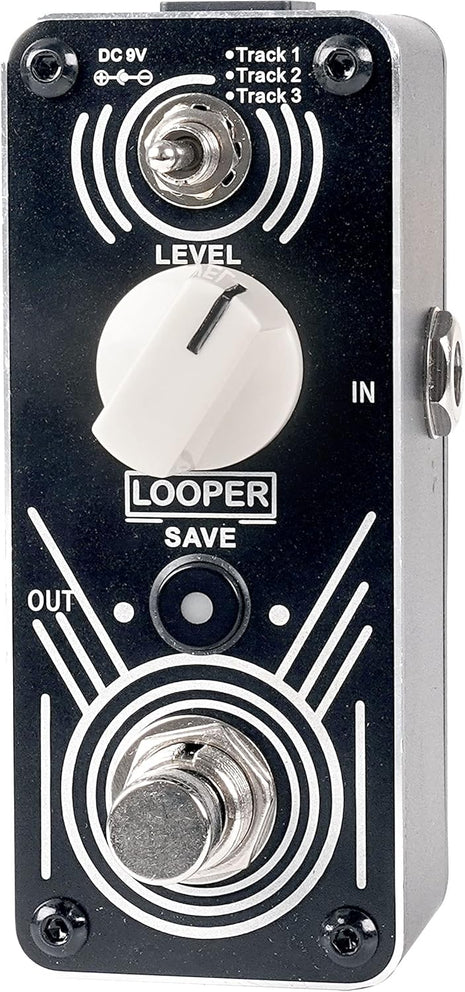 Sondery Looper Pedal Triple Loop, Each Track 30 Minutes Looping Time, Access to Upload/Download Music Files Via Enclosed USB Cable from/to Each Track, Unlimited Overdubs Undo/Redo, True Bypass