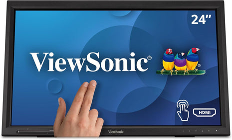 ViewSonic TD2423D 24 Inch 1080p Touch Screen Monitor, 10-Point Multi IR Touch for Retail POS and Kiosk, 7H Scratch-Resistant Glass, Eye Care, 100x100mm VESA Compatible, HDMI, VGA, DisplayPort, USB Hub