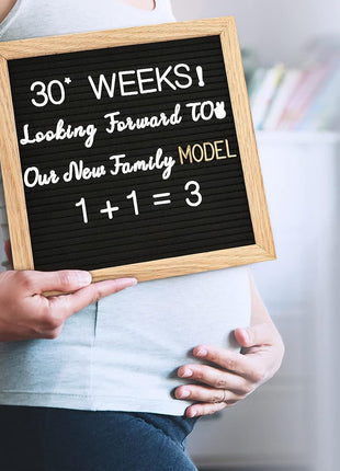 Felt Letter Board with Letters, Pre Cut & Sorted 725 Letters, First Day of School Board, Baby Announcement Sign, Pregnancy Announcement, Custom Signs & Wood Stand, 10x10in Message Board, Classroom Decor Sign Board