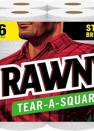 Brawny Tear-A-Square Paper Towels, 12 Double Rolls = 24 Regular Rolls, 3 Sheet Sizes (Quarter, Half, Full), Strength for All Messes, Cleanups, and Meal Prep