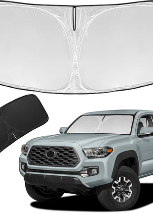 for Toyota Tacoma 2016-2024 2025 2026 Sun Shade Sunshade Windshield Cover | 4 Layers Front Window Shade Custom Fit Tacoma 2Dr 4Dr Pickup Sun Visor 240T Shade Blocks UV Rays Car Accessories