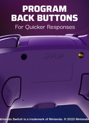 PDP Afterglow Wave Wireless RGB Gaming Controller for Nintendo Switch 2 | Nintendo Switch Lite, OLED, RGB LED Lighting, App Customization, Rechargeable 20-Hr Battery, 2 Mappable Back Buttons, Purple