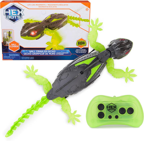 HEX BOTS Wall Crawler Gecko Rechargeable Remote Control Toy | Lizard RC Toy, Wall Climbing Technology, Realistic Limbs, Easy to Use Remote, Prank Toys & Gifts for Kids Ages 4+