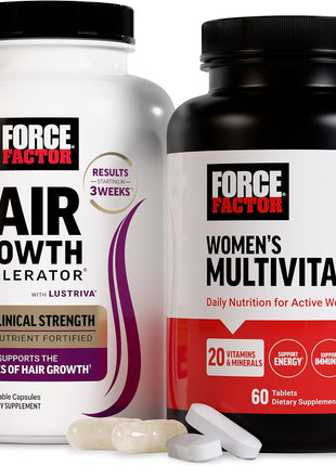 Force Factor Hair Growth Accelerator Capsules, Lustriva & Biotin + Women's Multivitamin, Multivitamin for Women