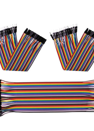 ELEGOO 120pcs Multicolored Dupont Wire M-F, M-M, F-F for Breadboard Jumper | 40pin M-F, 40pin Male to Male, 40pin Female to Female Breadboard Jumper Ribbon Cables Connectors