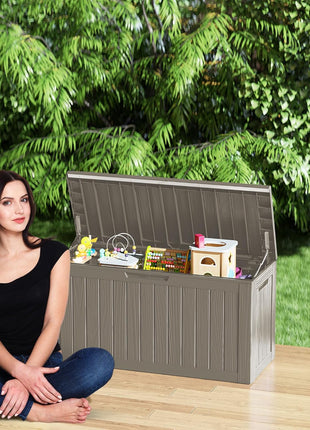 80 Gallon Lockable Resin Deck Box, Waterproof Outdoor Storage Box for Patio Furniture, Garden Tools, Pool Accessories, UV-Resistant Outside Delivery Box, Black