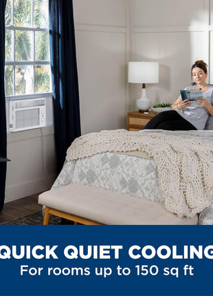 GE Window Air Conditioner Unit, 5,000 BTU for Small Rooms up to 150 sq ft. with Manual Adjustable Fan and Cooling Settings, Perfect for Small Bedroom or Living Room, Easy Install Kit Included, White