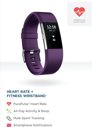 Fitbit Charge 2 Heart Rate + Fitness Wristband, Plum, Small (US Version)